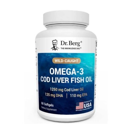Dr. Berg Wild-Caught Omega-3 Cod Liver Fish Oil DHA EPA – 60 Softgels