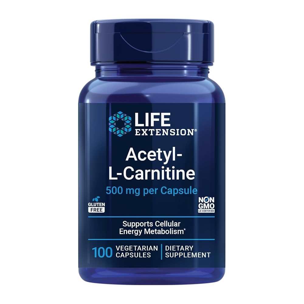 Life Extension Acetyl-L-Carnitine 500 Mg, 100 Vegetarian Capsules