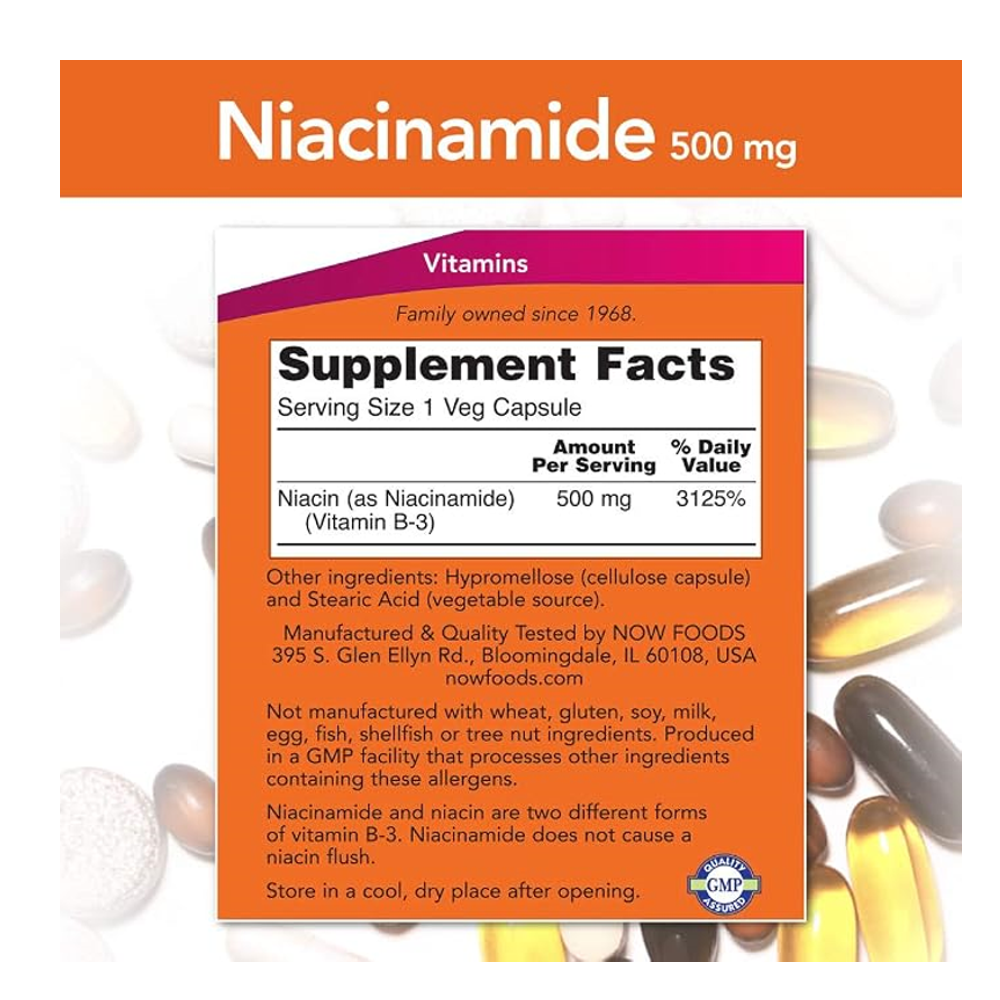 Now Foods Niacinamide 500 mg 100 Veg Capsules - Image 2