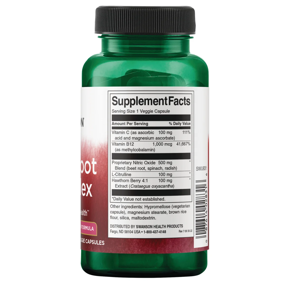 Swanson Vitamins Beet Root Complex - Nitric Oxide Precursor Formula 60 Veg Caps - Image 2