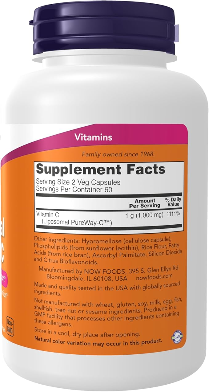 Now Foods Liposomal Vitamin C Immune & Collagen Support 120 Veg Capsules - Image 2