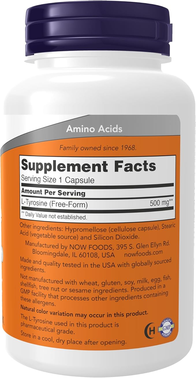 Now Foods L-Tyrosine 500 Mg 120 Capsules - Image 5