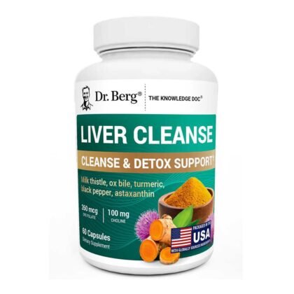Dr. Berg Liver Cleanse Detox Support with Milk Thistle, Ox Bile & Choline – 60 Vegetable Capsules